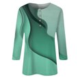 thumbnail image 4 of Womens Cotton Tshirts,2024 Fashion Three Quarter Sleeve Blouse Summer V-Neck Tunic Women's Trendy Blouse Print Tshirt Tops,Womens Shirts(Size:L), 4 of 4