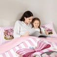 thumbnail image 4 of Erosebridal Cartoon Pink Car Twin Comforter Sets,Happy Easter Eggs Modern Geometric Lines Bedding Set For Kids Girls ,Reversible Pink 2-Piece, 4 of 7