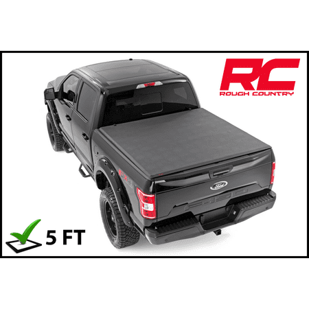 Rough Country Soft Tri-Fold (fits) 2016-2019 Toyota Tacoma 5 FT Bed Truck Tonneau Cover 44716501 Soft Tri-Fold Bed