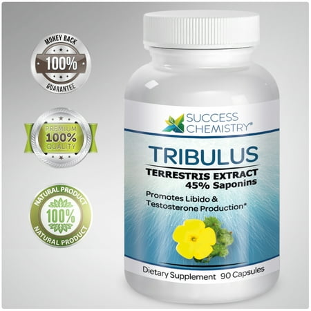 Tribulus by Success Chemistry. Natural Testosterone & Libido Booster for Men - High Strength Herbal Extract. Improves Stamina, Herbal Aphrodisiac & Mood Enhancer. Made in USA. Non-GMO 90 (Best Testosterone And Hgh Booster)