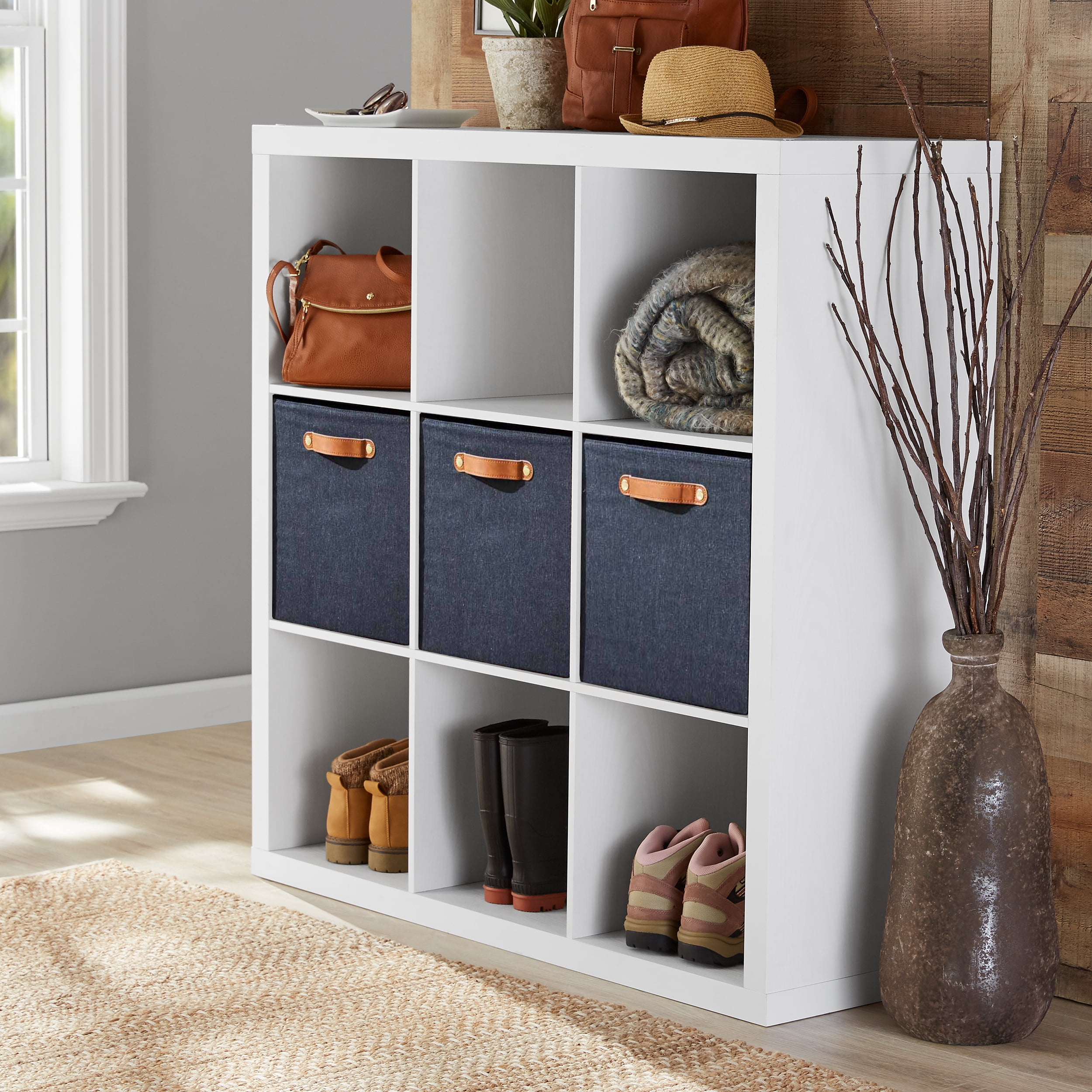 Better Homes & Gardens 9 Cube and 3 Better Homes & Gardens H Inserts Bundle-White Texture