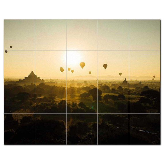 Hot Air Balloon Ceramic Tile Mural Kitchen Backsplash Bathroom Shower, 400677-S5