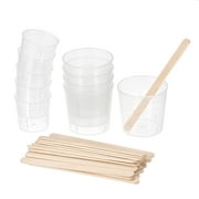 Uxcell 60ml 30ml PP Plastic Graduated Beaker Clear with Wooden Stirring Sticks 30in1 Set