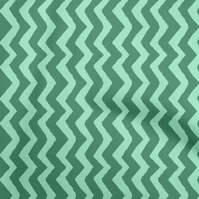 oneOone Cotton Poplin Green Fabric Chevron Sewing Material Print Fabric By The Yard 56 Inch Wide