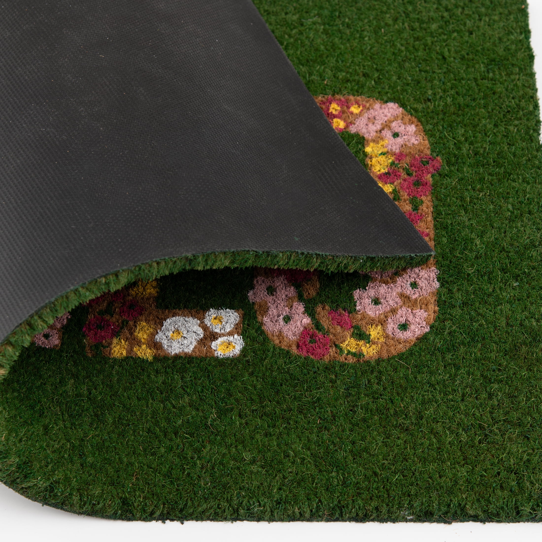 Mainstays Hello Flower Garden Outdoor Coir Doormat, 18 in x 30 in