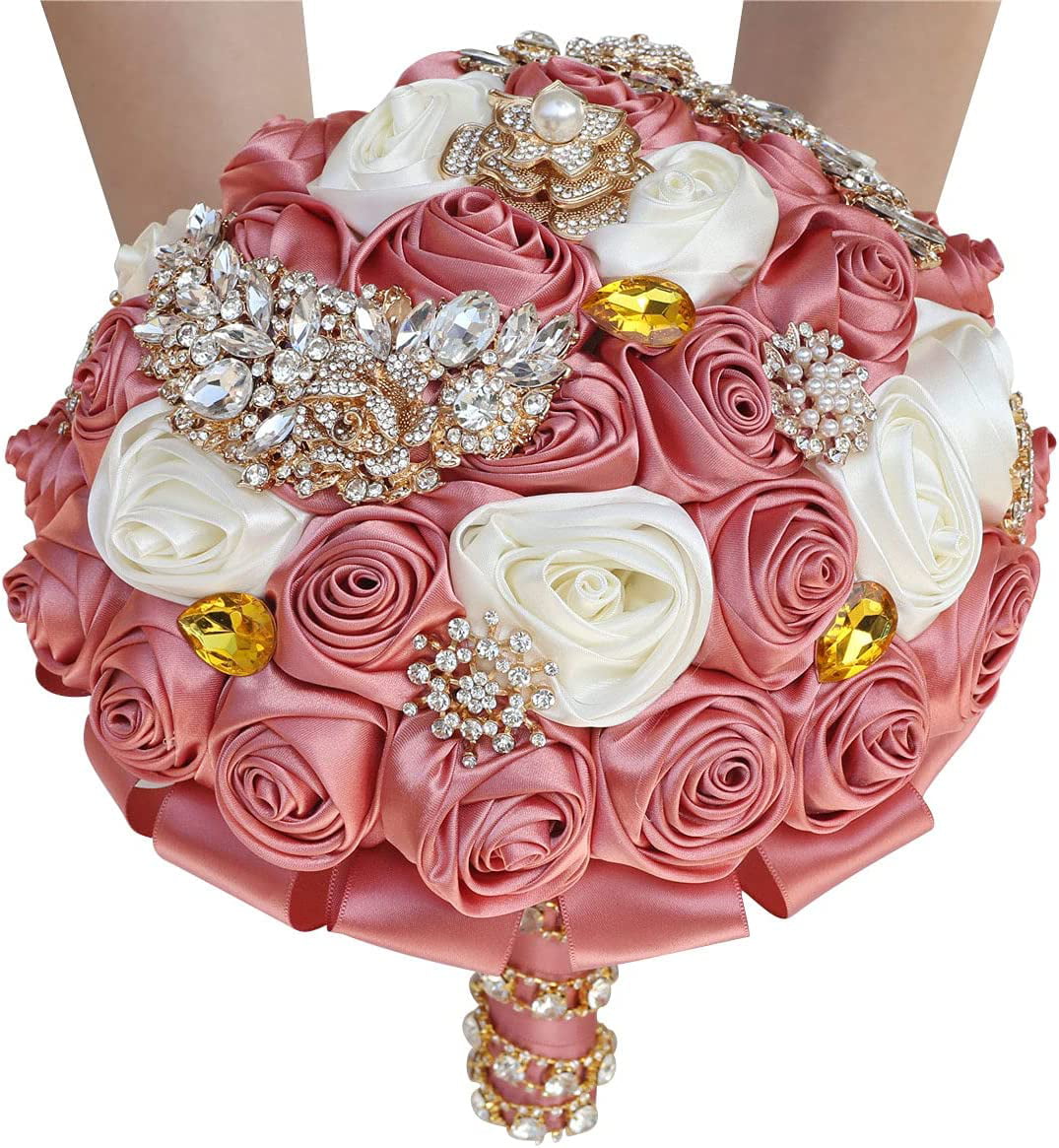 100% Top Quality Bridal Bouquet Ivory Cream Flower Diamond Brooch Wedding  Bouquet Crystal Stitch Bouquets Welcome Custom W250 - AliExpress