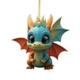thumbnail image 2 of Dragon Christmas Ornaments 3.14 Inch Acrylic Christmas Tree Hanging Decorations Set Cute Cartoon Dragon Figurines for Home Car Holiday Vacation Themed Decor Party Supplies, 2D, 2 of 5