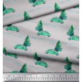 thumbnail image 2 of Soimoi Gray Rayon Crepe Fabric Car & Cedar Tree Print Fabric by the Yard 46 Inch Wide, 2 of 3