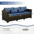 thumbnail image 6 of Patio 3-Seat Wicker Sofa Outdoor Rattan Couch with Non-Slip Cushions, Navy Blue, 6 of 7
