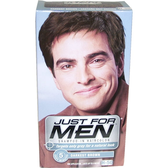 Shampoo-In Hair Color Darkest Brown # H-50 by Just For Men for Men - 1 Application Hair Color