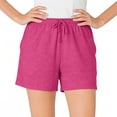 thumbnail image 3 of Women's Soft Polycotton Elastic Waist Strap Sports Plus Size Shorts, Casual Solid Color Comfy Fit for Everyday, Versatile Active Bottom for Walking, Lounge, or Errands, | TruBelle,Hot Pink XL, 3 of 8