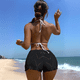 thumbnail image 5 of Traje de Baño Bikini de Punto con Cintura Alta y Aberturas para Mujer. Negro L, 5 of 7