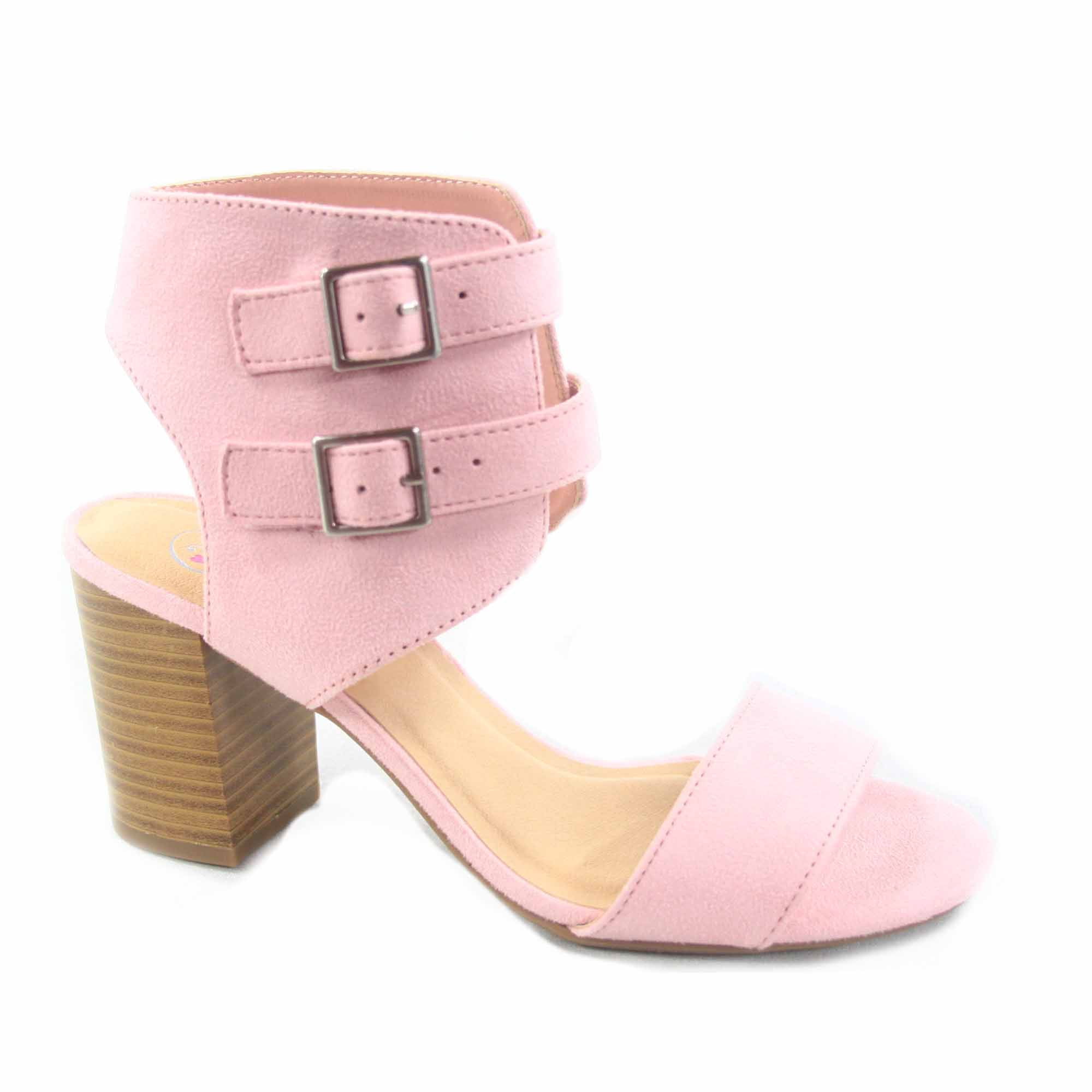 Surrell Women's Single Band Double Buckles Chunky Heel Sandal