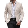thumbnail image 2 of LEKWK Mens Suit Jacket Slim Fit Notched Lapel Two Button Blazer Lightweight Long Sleeve Fall Coat for Business Casual Wedding Party Beige XL, 2 of 8