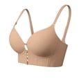 thumbnail image 5 of IQOGKRN Women Wireless Seamless Low Back Bra Thin Adjustable Strap Padded Backless Bralette Front Buckle Lift Support Brassiere Beige 32, 5 of 10