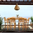 thumbnail image 3 of 7 Piece Teak Wood Orleans Patio Bistro Bar Set, 63" Bar Table, 2 Bar Chairs w/ Arms & 4 Armless Bar Chairs, 3 of 5