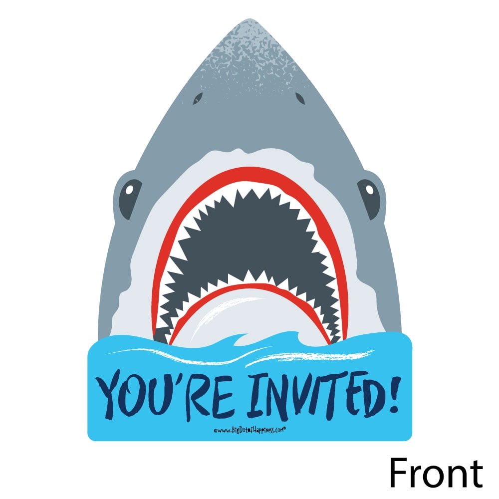 Big Dot of Happiness Shark Zone - Shaped Fill-In Invites - Jawsome Party or  Birthday Party Invite Cards with Envelopes - Set of 12 - Walmart.com