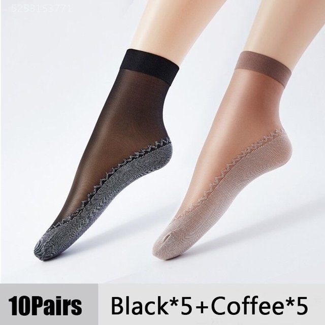 10 pares de calcetines suaves de primavera y verano para mujer, calcetines de seda de terciopelo, calcetines antideslizantes con empalme inferior, calcetín transpirable ultrafino transparente para muj Dengxun unisex