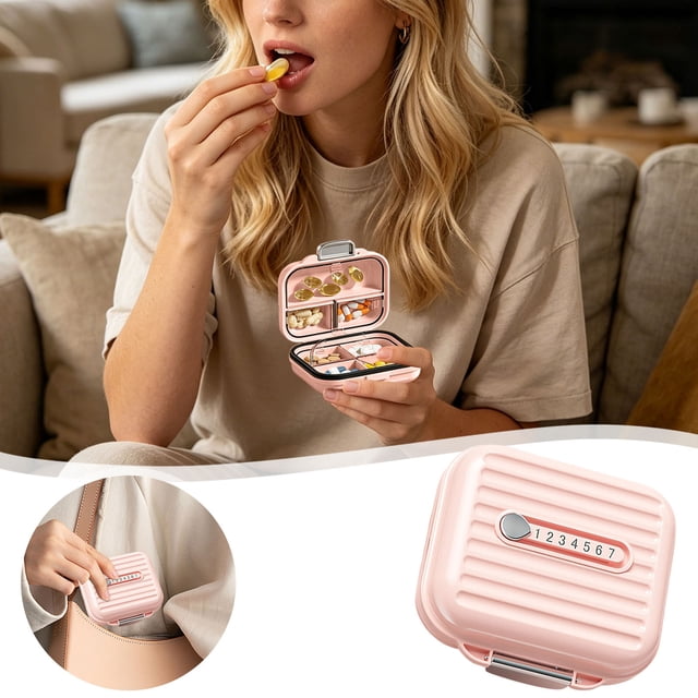 Tong Cute Travel Organizer 7 Day With Sliding Reminder Portable For Small Container For Pocket Purse