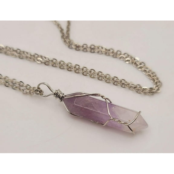 Crystal Necklace Silver Wire Wire Wrapped Amethyst necklace