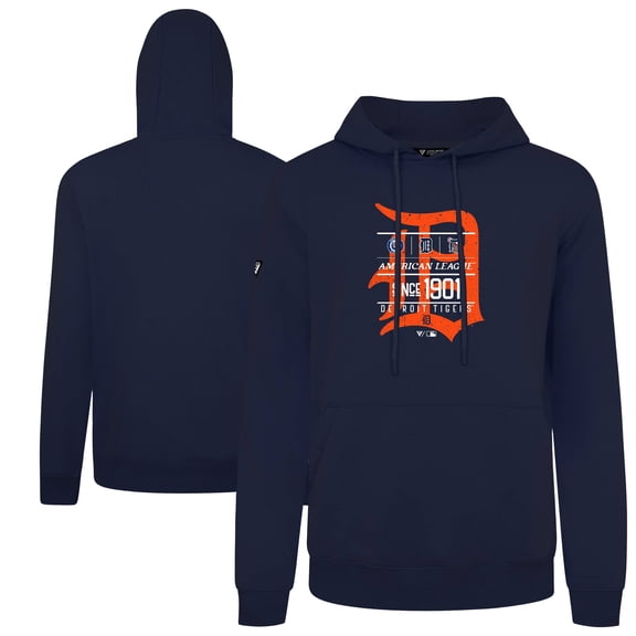 Men's-Levelwear  Navy Detroit Tigers Distressed Podium Acumen Pullover Hoodie