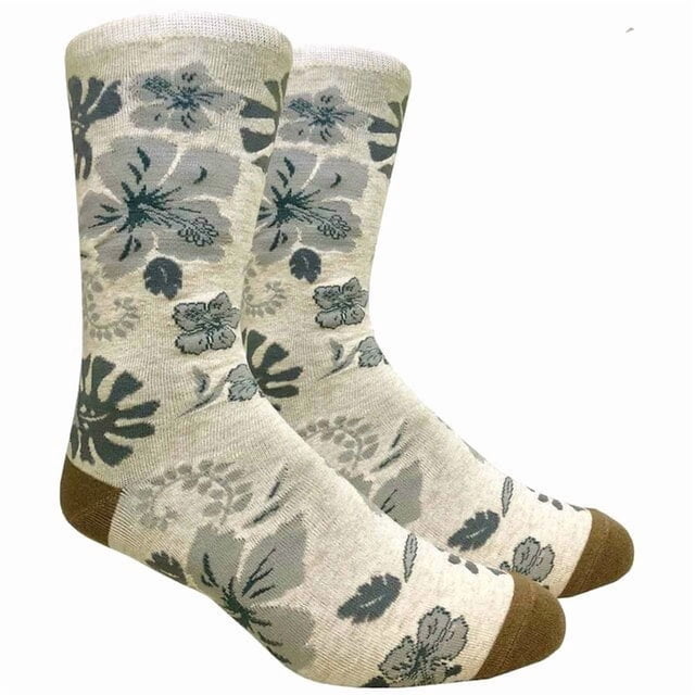 Aloha Chaussettes Hawaïennes à Motif Floral d'Hibiscus (Adulte, Grand)