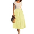 thumbnail image 5 of Prolriy Women's Skirts, Women's Summer Elastic High Waist Plaid Ruffled Maxi Skirt Swing Flowy A Line Skirt Maxi Skirts for Women Yellow XXL, 5 of 7