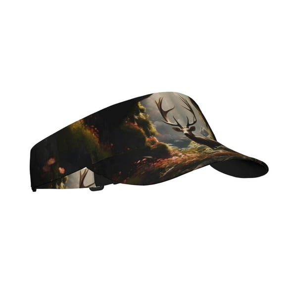 Vsdgher Enchanted Deer In Cave Print Adult Sunscreen Visor Cap,1 Piece of Sport Sun Visor Hats Adjustable Sun Hat for Outdoor Activities Fits for Women and Men (One Size)
