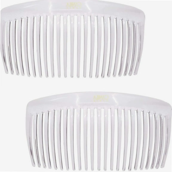 Paris CP2911 French Side Combs Large 2 Pack Curved, Clear Flexible Durable Cellulose Hair Combs, Strong Hold Grip Hair Clips for Women, No Slip Styling Girls Hair Accessories