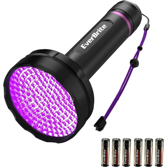 EverBrite UV Flashlight, 128 LED Blacklight Flashlights, 395nm Black Light Flashlight for Pet Urine Detection, Scorpions, Dry Stains, Bed Bug (Batteries Included)
