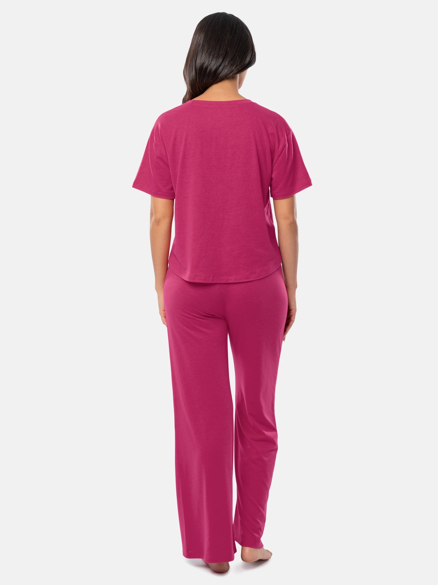 Fruit of the Loom Women's Breathable Short Sleeve Top and Pant Pajama Set, Sizes S-4X