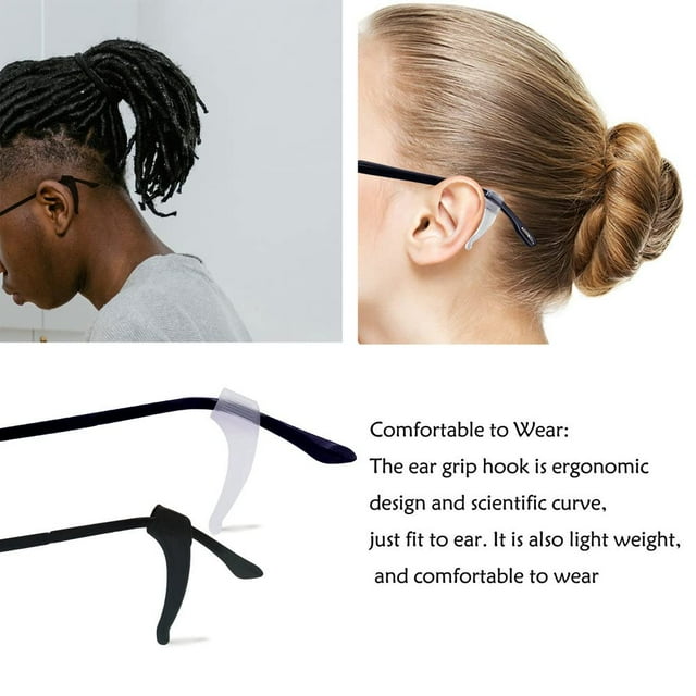 Ganchos para las orejas de las gafas - 10 pares Soporte para correas de gafas deportivas para niños y adultos, retenedor de gafas, soporte antideslizante de silicona para gafas