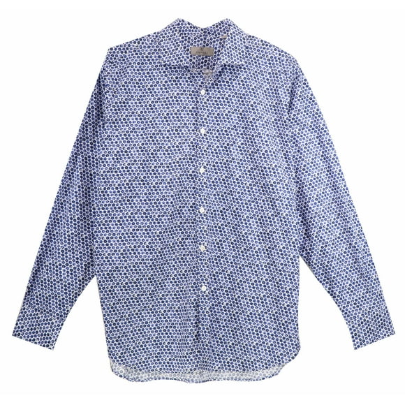 Canali Men's Blue Puckered Modern Fit Dress Shirt Casual Button-Down - XXL