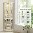 thumbnail image 3 of Eyisean 72" H Lighted Corner Display Curio Cabinet, Wooden Curved Bookshelf with Tempered Glass Door, Bar and Liquor Storage Area with 6 adjustable Shelves, for Collectibles, Toys, Books, 3 of 12