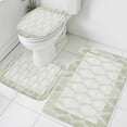 thumbnail image 4 of Green Lace Bathroom Rugs Set Vintage Geometric Abstract Art Luxury Non Slip Absorbent Soft Bath Mats 3 Piece Set with Bathroom Rug, U-Shaped Floor Mat, Toilet Seat Cover Large Size, 4 of 9