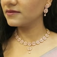 thumbnail image 3 of Efulgenz Cubic Zirconia Bridal Necklace Set Pink CZ Bridal Jewelry Set for Women Choker Collar Floral Necklace Set Dangle Earrings Wedding Rhinestone Crystal, 3 of 6