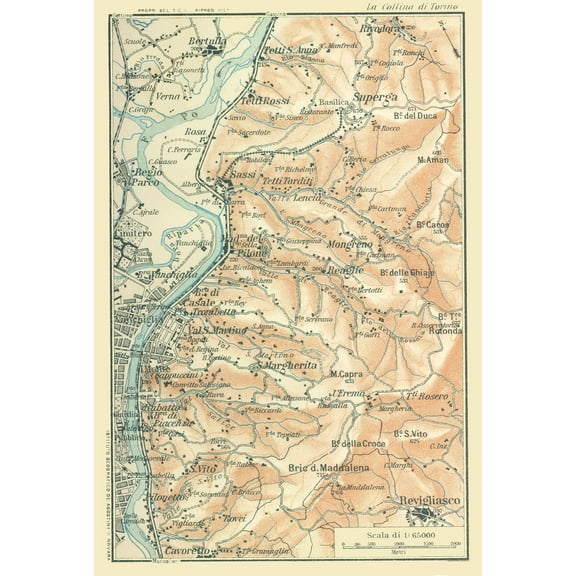 Historic Map - Italy Northwest - Bertarelli 1914 - 23 x 34.15 - Vintage Wall Art