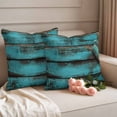 thumbnail image 3 of Pack of 2 Outdoor Pillow Covers 24x24 Inch Waterproof Teal Brown Wood Throw Pillow Covers,Decorative Couch Pillow Shams Protectors Vintage Chic Shabby Plank Patio Garden Pillowcases Cushion Covers, 3 of 8