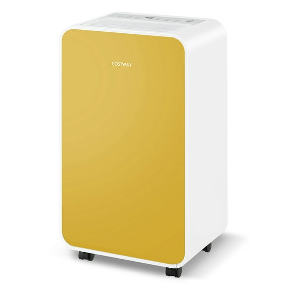 Costway Déshumidificateur pour Sous-Sol Domestique 32 Pintes / Jour 3 Modes Portables jusqu'à 2500 Pieds Carrés Jaune