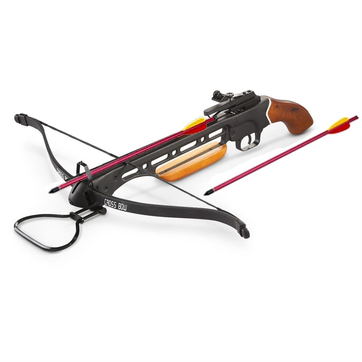 150 lbs Short Stock Pistol Real Wooden Hunting Crossbow 2 Arrows