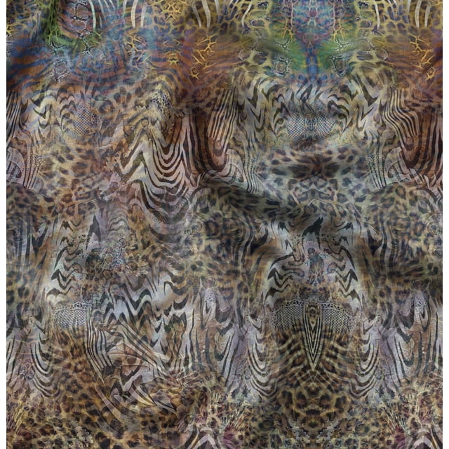 Soimoi Cotton Cambric Fabric Leopard Panel Printed Fabric 1 Yard 42 Inch Wide