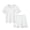 White, variant on Makaor Summer Sets Toddler Kids Boys Girls 2 Piece Travel Outfits Matching Sets Short Sleeve Button down Shirts Shorts Casual Beach Vacation Clothes