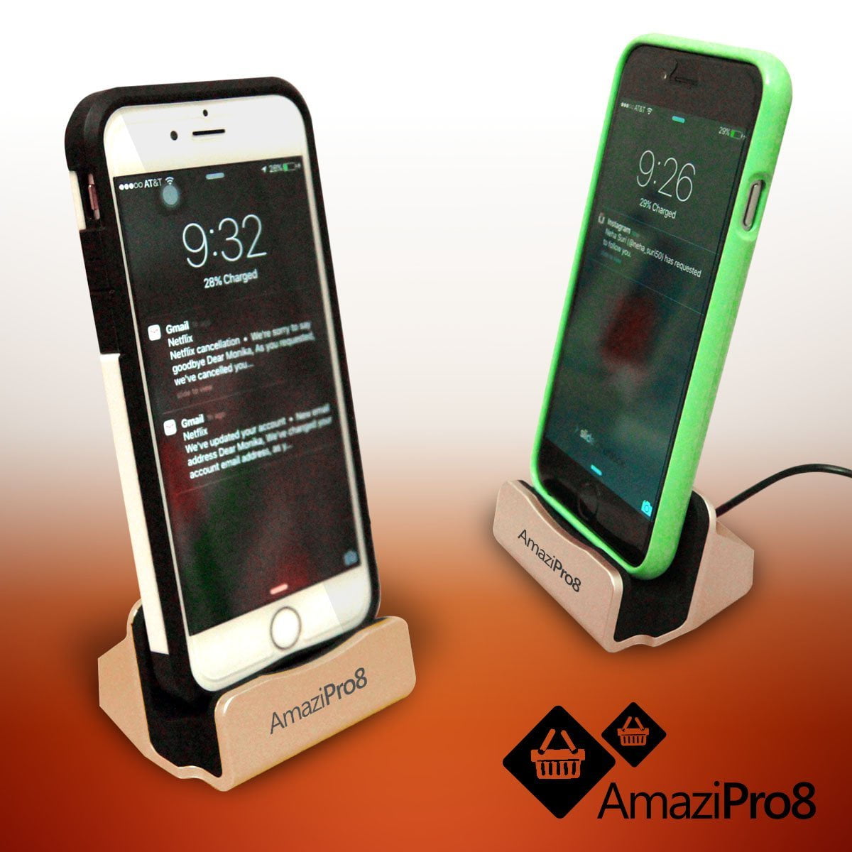 AmaziPro8 iPhone Charger Docking Station+ Stylus + Dust Plug, Best USB