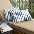 thumbnail image 4 of Sorra Home  Blue and White Ikat Stripe Indoor/Outdoor Corded Lumbar Pillows (Set of 2) 18 x 12 x 6 - Salix Vintage Indigo, 4 of 5