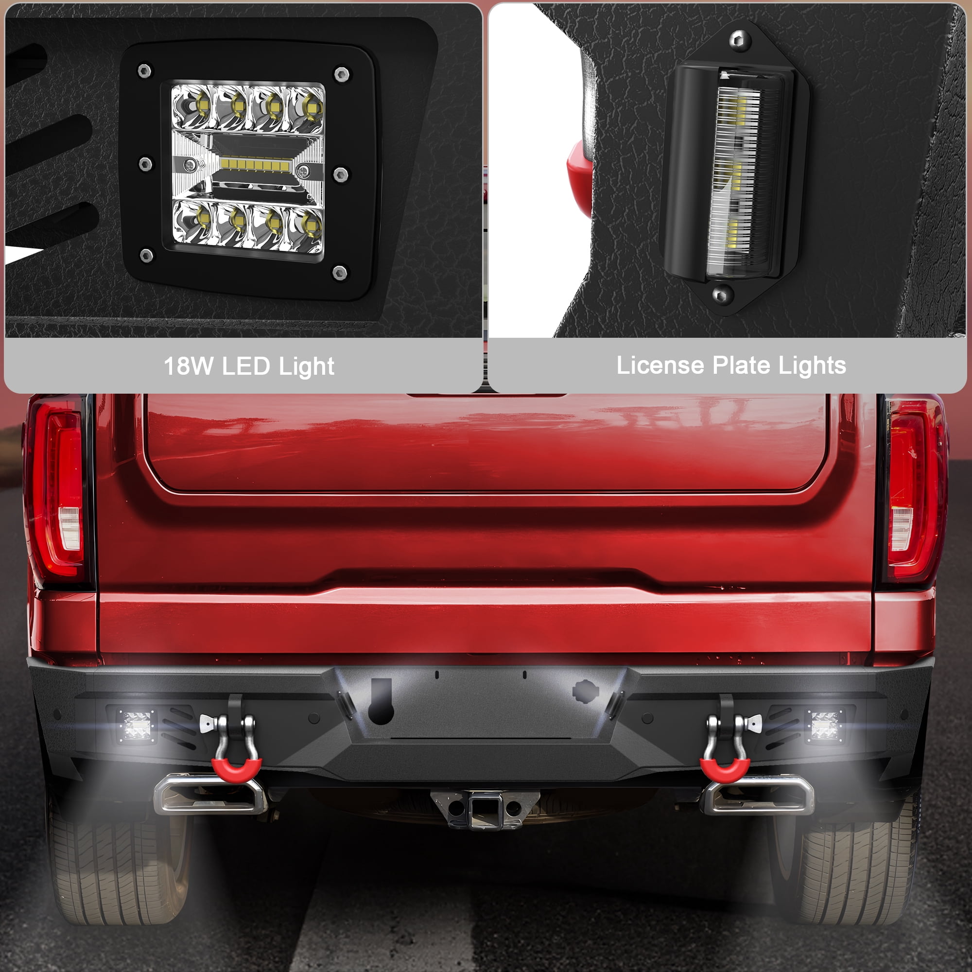 POFENZE 19-24 Chevy Silverado and GMC Sierra 1500 Rear Bumper Full Width Off Road Bumper