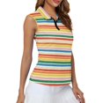 thumbnail image 4 of Whosucclay Rainbow Horizontal Stripe Pattern Sleeveless Golf Shirt for Ladies, Fashion Dry-Fit Golf Shirts for Sports Hiking XS - 2XL, 4 of 8