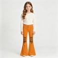 thumbnail image 2 of KEXE Pants Girls Teen Girls Crisscross Knee Flare Bell Bottom Jeans Stretch Spring Teen Street Denim Trousers（Orange，13-14 Years）, 2 of 4