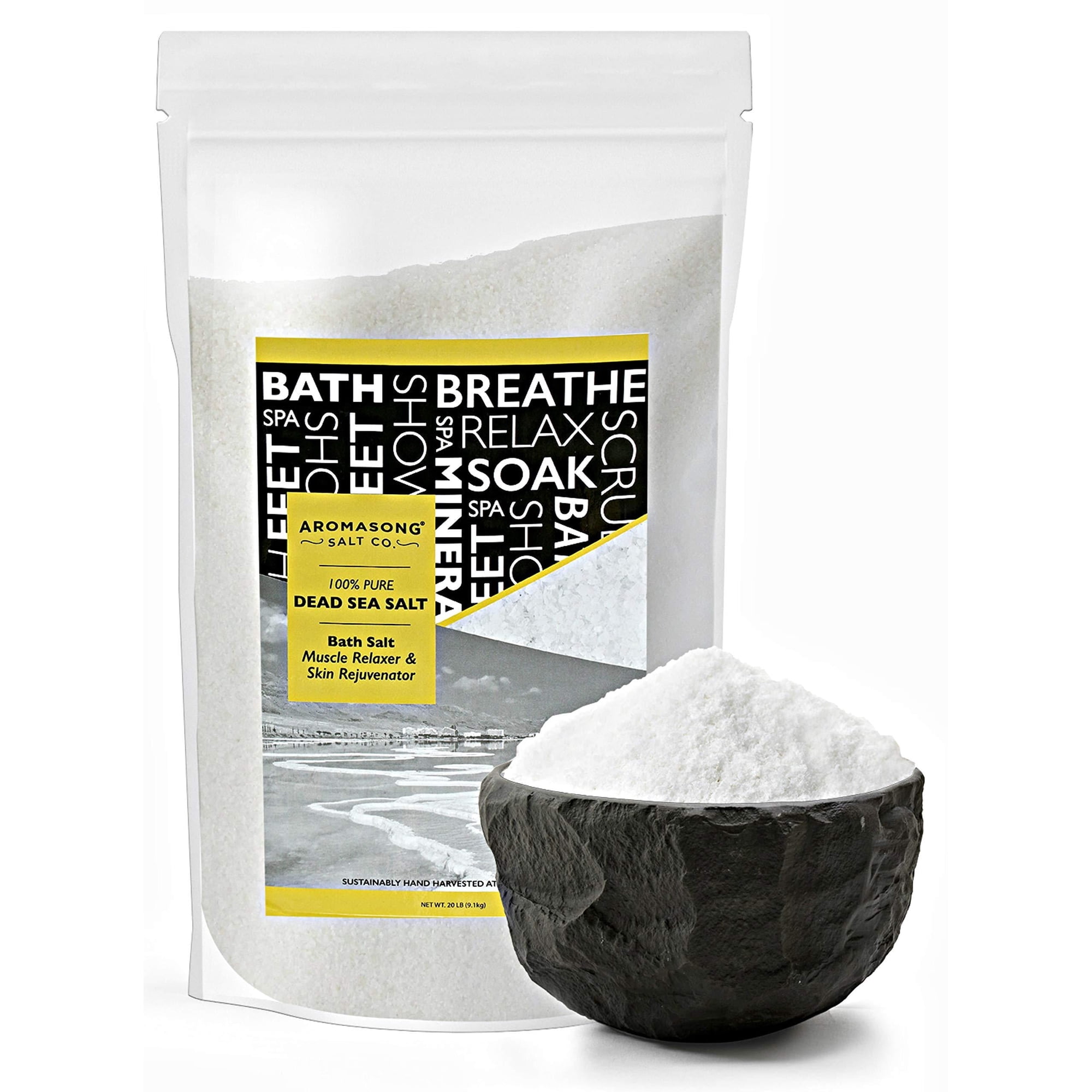 Aromasong Pure Fine Grain Dead Sea Salt Spa Bath Soak, 19 lbs, Resealable Bag