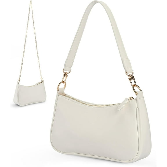 Small Women's Handbag, White Small Women's Handbag, Detachable Chain and Shoulder Strap, PU Leather, Everyday Use