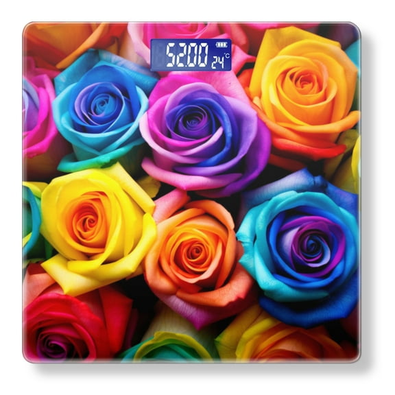 High Precision Body Weight Scale Smart Bathroom Scales with Large LCD Display(400lbs),Decorative for Bedroom-Colorful Roses In Rainbow Of Colors Symbolizing Diversity And Unity